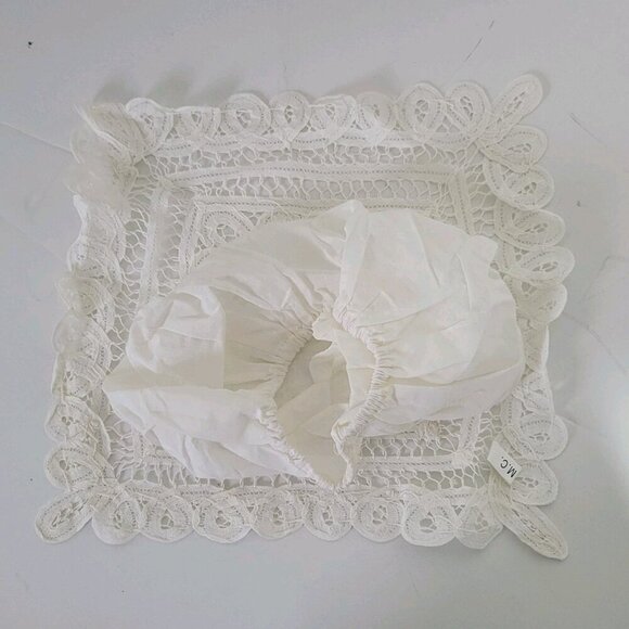 Vintage Kleenex Box Cover Fabric Lace Bows Fits 12" x 6" Box Handmade 1980's - Picture 3 of 3
